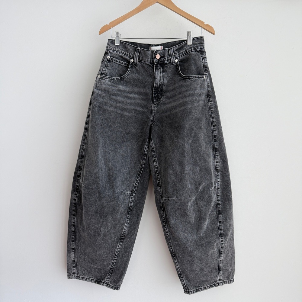 BDG Urban Outfitters Jeans 26 Black Washed Rih Barrel Baggy Mid Rise Loose Wide